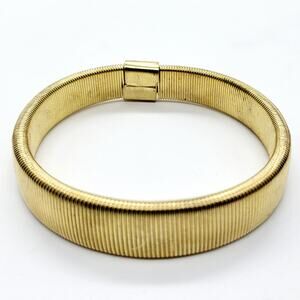 Vintage Cobra Stretch Antique Statement Bracelet Gold Tone Ribbed from The 80's